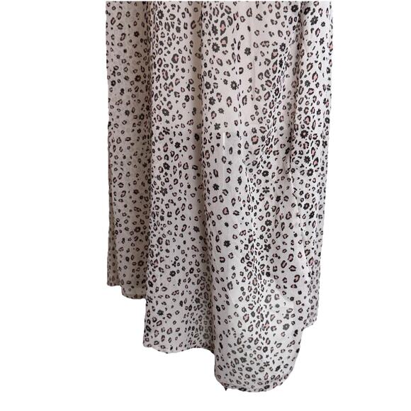 Torrid Women's Tunic Blouse Sz 4 Tan W/ Pink Black Print Flowy Semi Sheer Beach - Picture 6 of 16